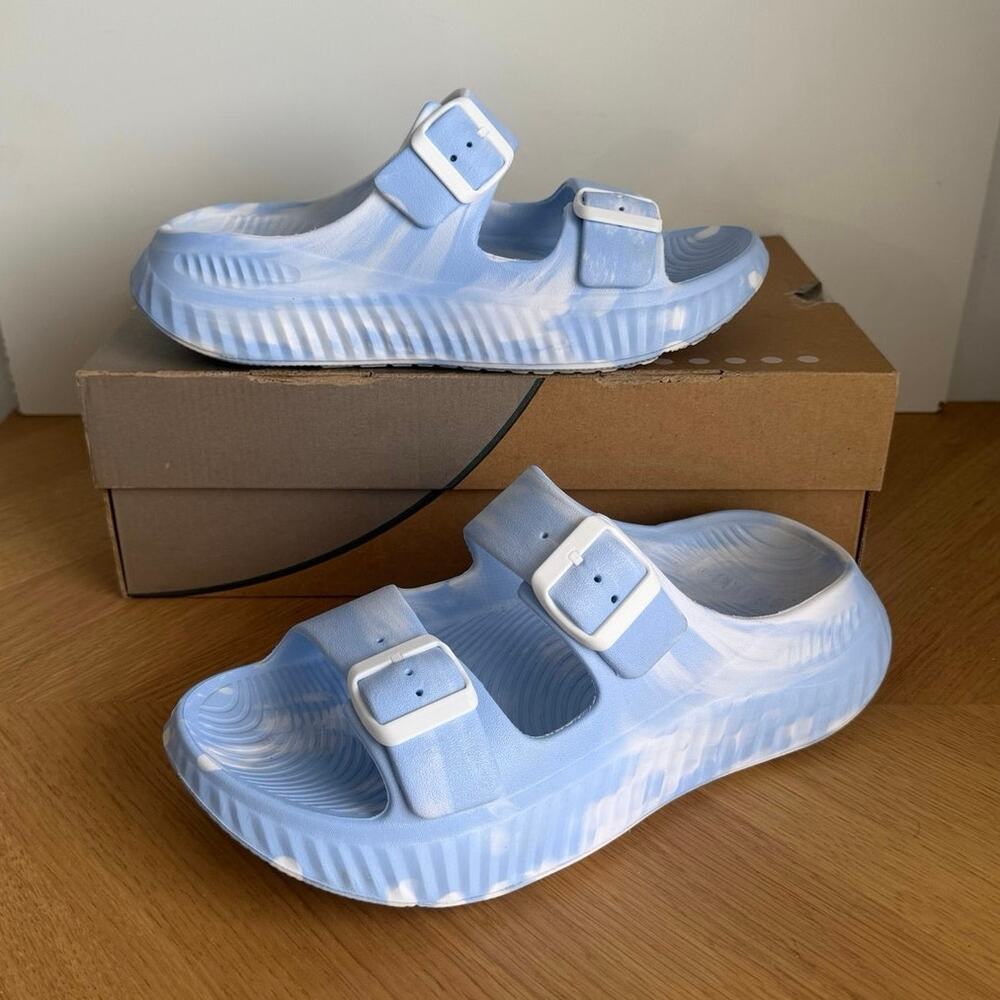 Kuailu Blue/White Women Recovery Slip On Sandals- SZ 9